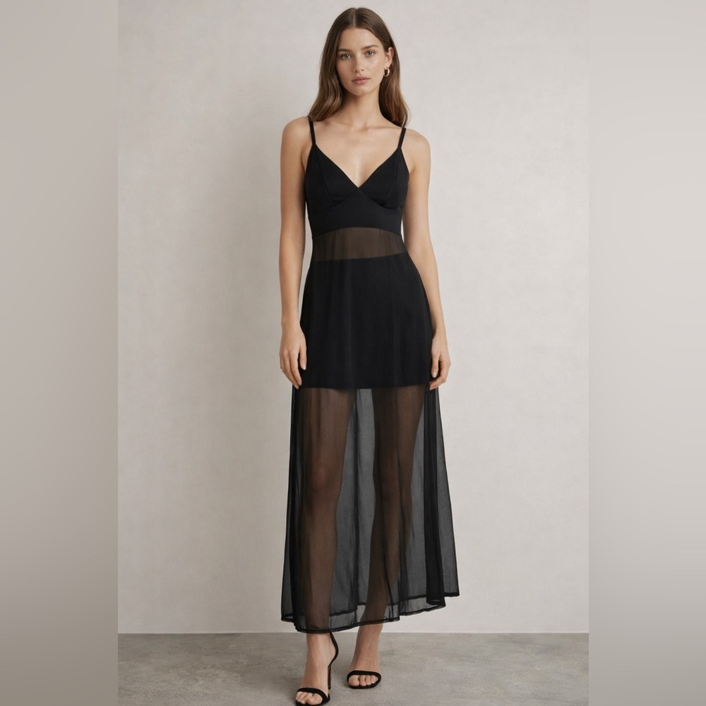 Vintage 90’s Black Sheer Slip Dress